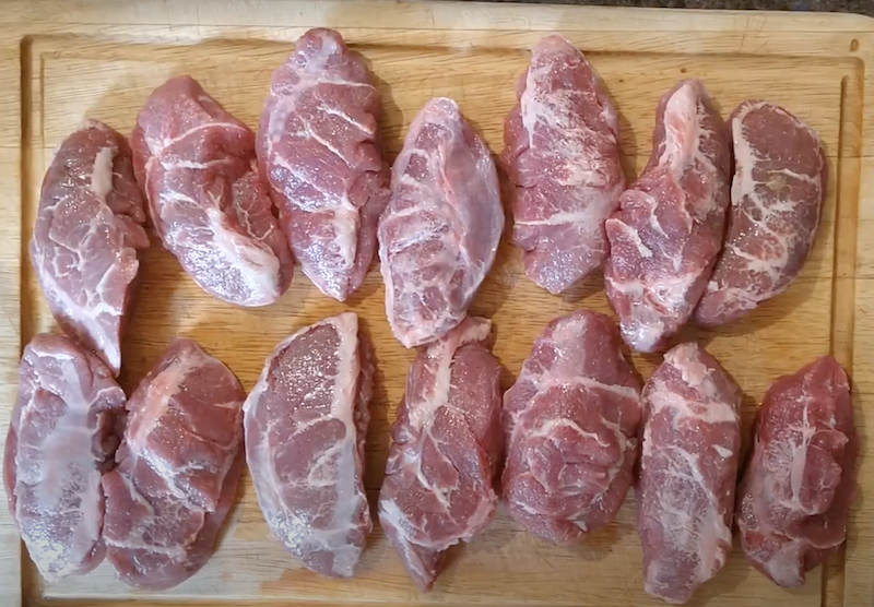 Extracted pork cheek muscle