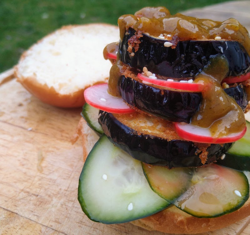 Die Hard Themed Cooking - Miso aubergine burger with katsu